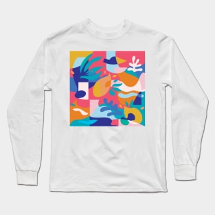 Amalfi Abstraction / Colorful Modern Shapes Long Sleeve T-Shirt